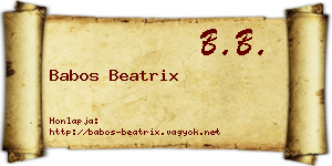 Babos Beatrix névjegykártya